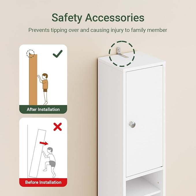 SoBuy Bathroom Narrow Storage Cabinet, Skinny Tall Unit - Image 9