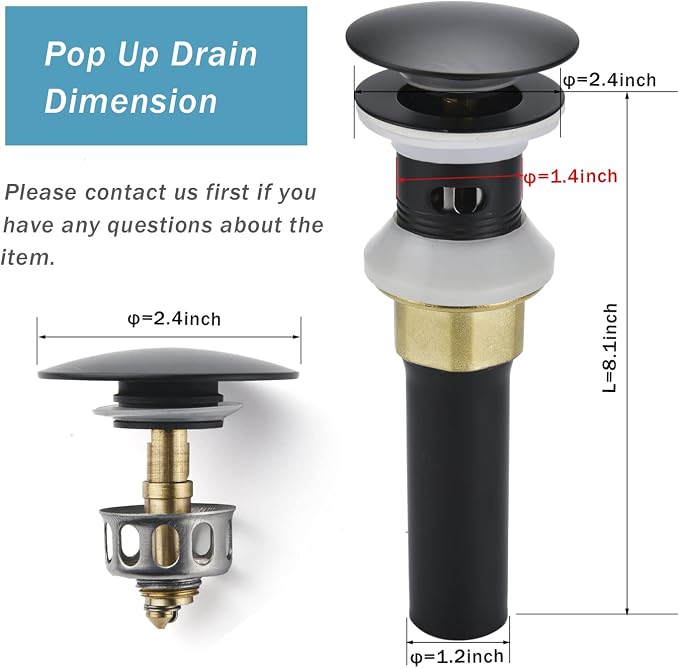 Bathroom Sink Drain, Drain Stopper Bathroom Sink - Image 2