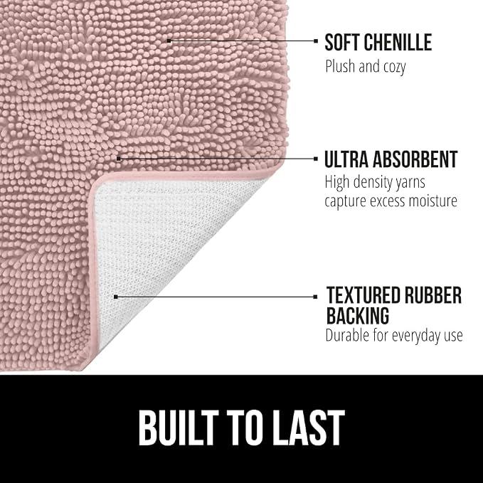 GORILLA GRIP Bath Rug Mat 60x24, Soft Absorbent Chenille, Quick Dry Microfiber - Image 2