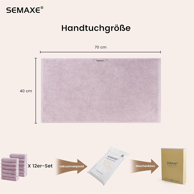 SEMAXE 12 Pack Hand Towels for Bathroom, 100% Cotton Towels - Image 2