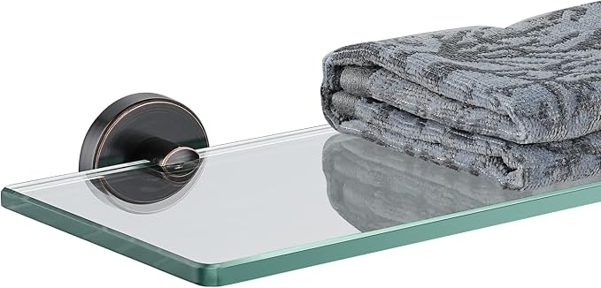 JQK Bathroom Glass Shelf Oil Rubbed Bronze, Tempered Glass Shower Storage 14 by by Homeimprovement