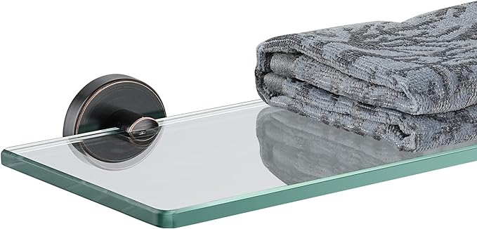 JQK Bathroom Glass Shelf Oil Rubbed Bronze, Tempered Glass Shower Storage 12 by by Homeimprovement