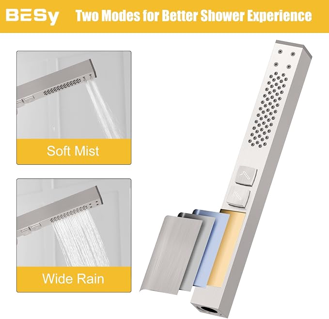 BESy Tub Filler Freestanding Bathtub Faucet Brushed Nickel Floor Mount Tub - Image 7