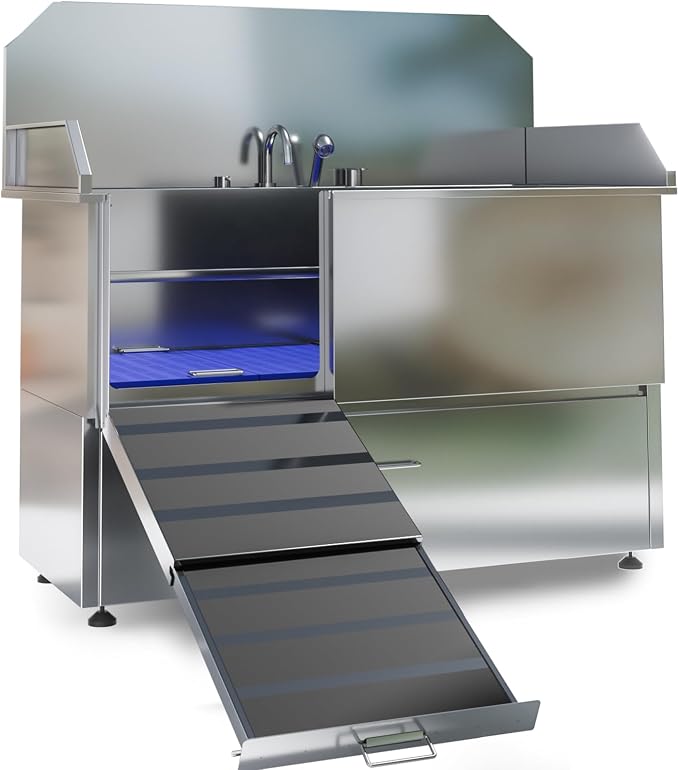 Dog Washing Station – 61 inch Professional 304 Stainless Steel Grooming Tub by Unknown