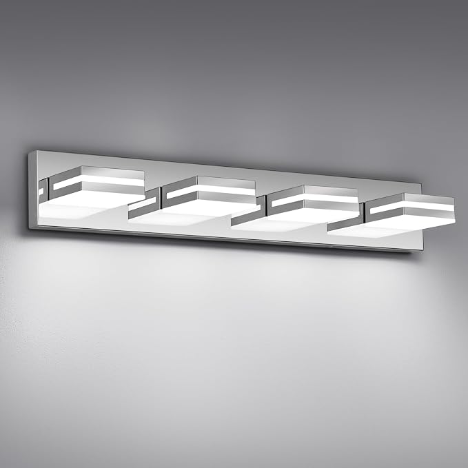 Modern LED Bathroom Lights Fixtures, Stainless Steel Chrome Acrylic Wall by JZEKVN