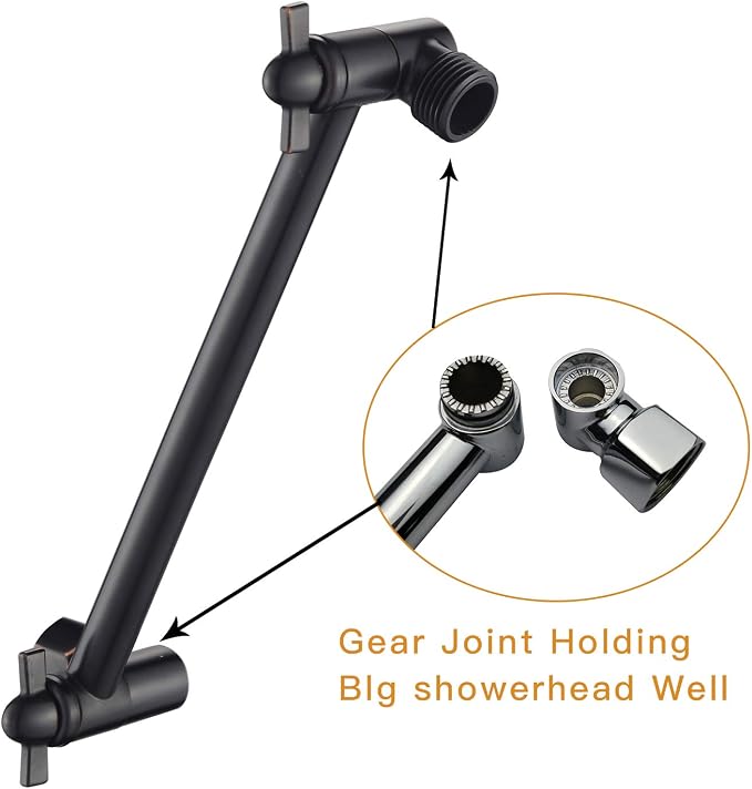 8 Inch Shower Head Extension Arm Oil Rubbed Bronze.Solid Brass Adjustable - Image 3
