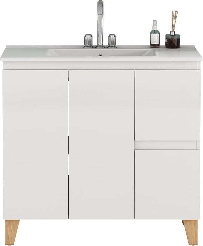 36-Inch Bathroom Vanity with Ceramic Sink Combo, Freestanding Modern Bathroom - Image 8