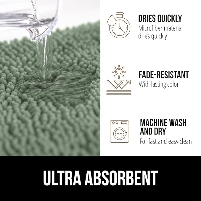 GORILLA GRIP Bath Rug Mat 36x24, Soft Absorbent Chenille, Quick Dry Microfiber - Image 4