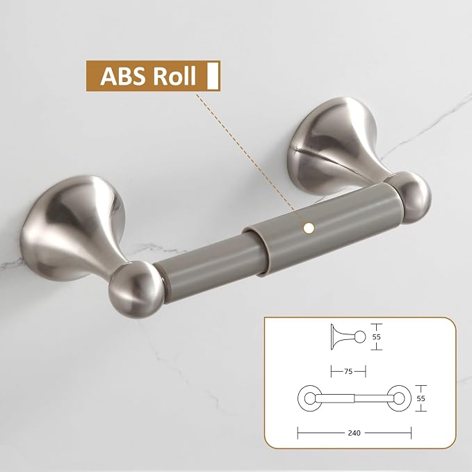 BGL Bathroom Accessories Set, Glossy Stain Nickel Expandable Towel Bar 4-Piece - Image 2