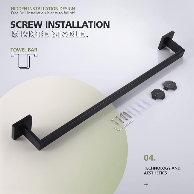 KOKOSIRI 24-Inch Single Towel Bar, Bathroom Kitchen Towel Holder, Wall Mounted - Image 7