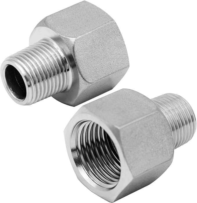 Beduan Stainless Steel NPT Reducer Adapter 1/4 Female to 1/8 Male Threaded by Beduan