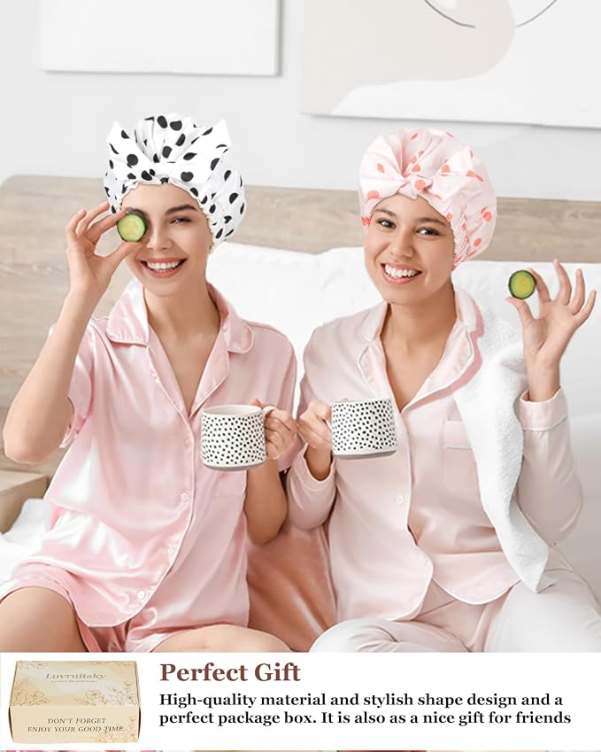 Shower Cap Luxury Shower Caps for Women Reusable Waterproof Hair Cap for Shower - Image 5
