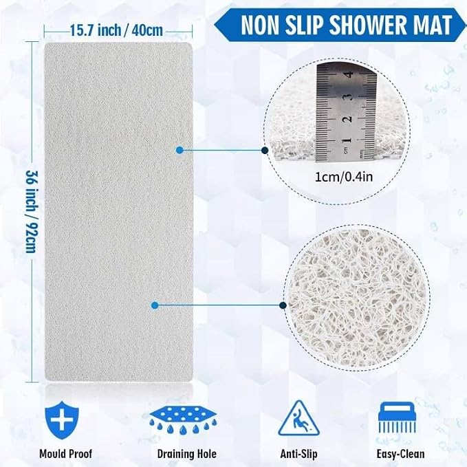 godehone Shower Mats Non Slip Without Suction Cups, PVC Loofah Bathroom Mats - Image 2