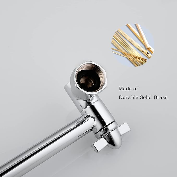 Chrome Shower Head Extension, 10 Inch Solid Brass Shower Extension Arm - Image 3