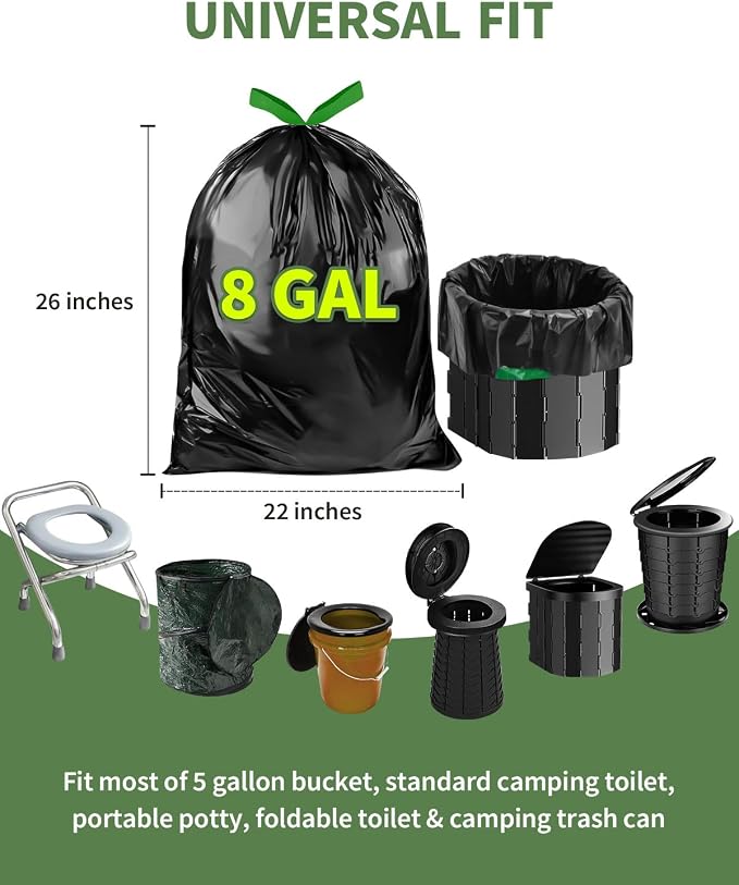 Camping Toilet Bags Poo Gel Set, 8 Gallon Composting Toilet - Image 5