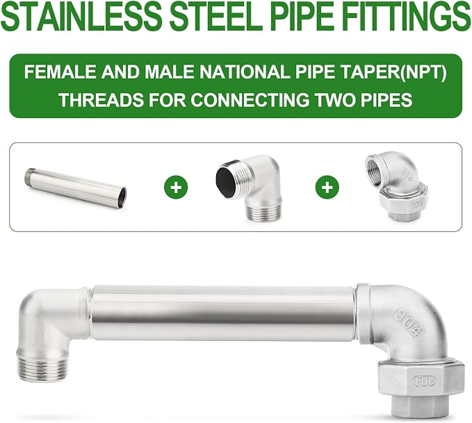 TAISHER 1PCS Stainless Steel Pipe Fittings, 1-1/2" NPT Male x 1-1/2" NPT Female - Image 6