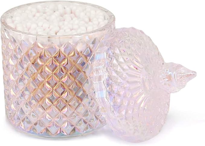 Colorful Home Decorative Jar Qtips Holder Dispenser Glass Storage Container - Image 3