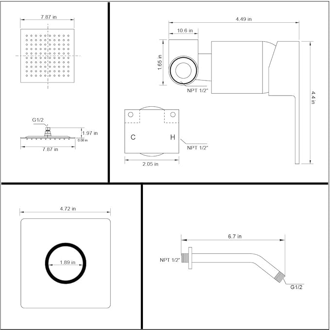 POP SANITARYWARE Shower Only Faucet Set Brushed Nickel, Bathroom Rain Mixer - Image 7