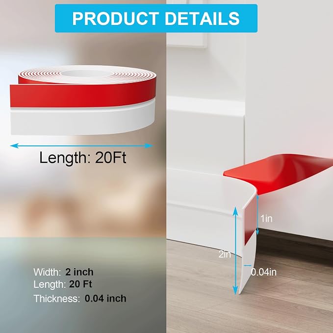 2Inch x 20FT Door Weather Stripping, Door Draft Stopper Silicone Seal Strip - Image 5