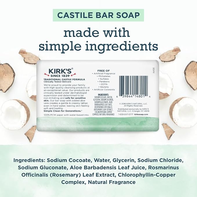 Kirk's Castile Bar Soap for Men, Women & Children - Image 2