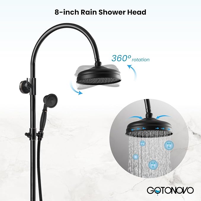 gotonovo Exposed Bathroom Shower System Classic Shower Kit 8 Inch Luxurious - Image 5