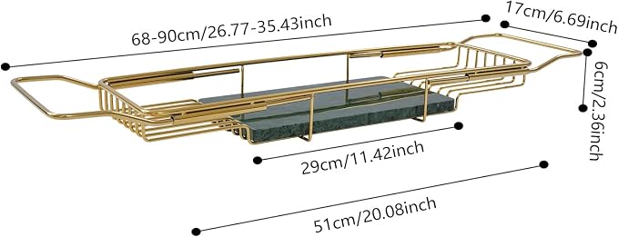 Bathtub Tray Caddy for Luxury Bath, Stainless Steel 26.8-35.4 in Expandable - Image 4