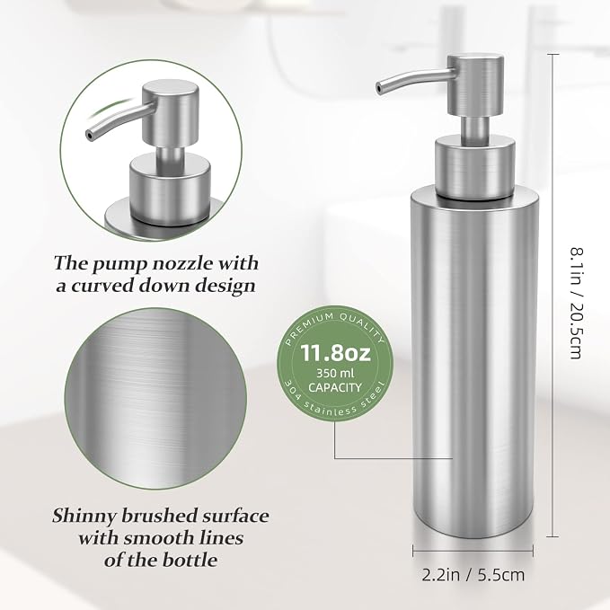 ARKTEK -Stainless Steel Countertop soap dispenser Rust Proof Liquid Hand soap - Image 2
