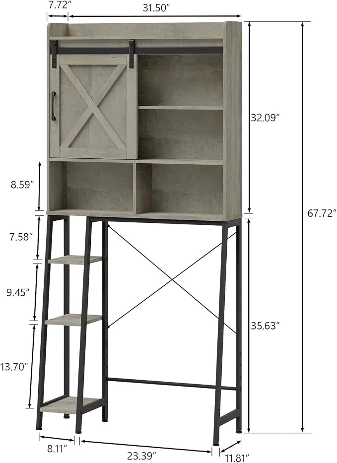 Vabches Over The Toilet Storage Cabinet, Farmhouse Storage Cabinet Over Toilet - Image 2