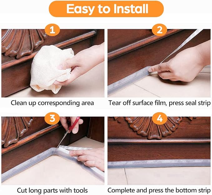 33.5 FT Weather Stripping Door Seal Strip, Shower Door Bottom Seal, Self - Image 7