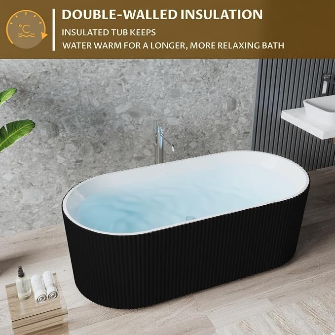 67" Freestanding Bathtub, Deep Soaking Tub - Image 3