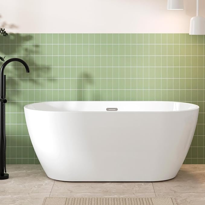 FerdY 59" Bali Elite Acrylic Freestanding Bathtub, Gracefully Shaped by FerdY