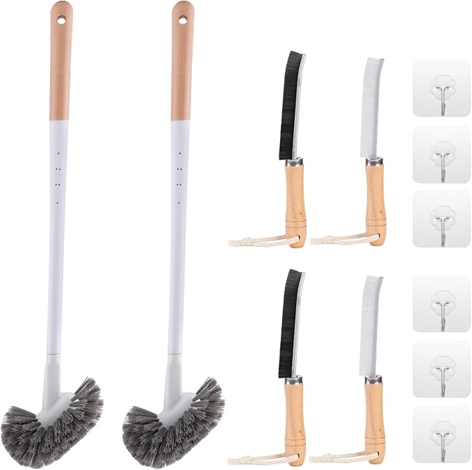 Curved Toilet Bowl Brush and Crevice Cleaning Brushes Set, Bathroom Cleaning by SAYAPE