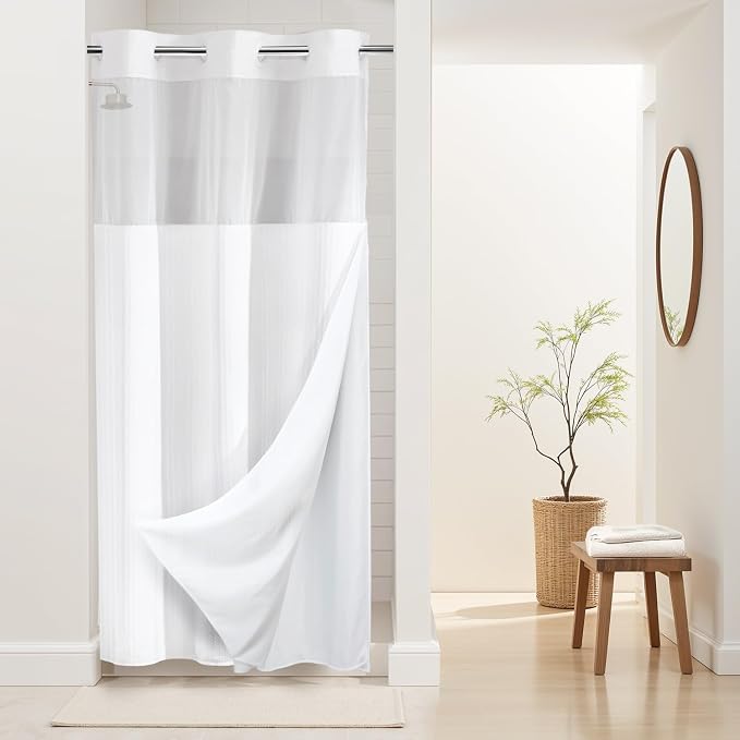 River Dream Stall Heavyweight No Hooks Required Dotted Waffle Weave Shower by RiverDream