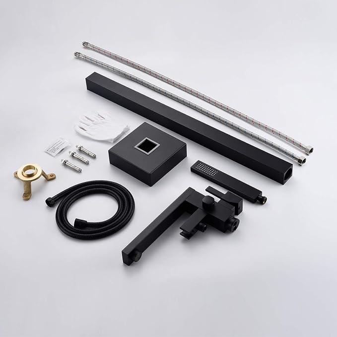Freestanding Bathtub Faucet Tub Filler Black Floor Mount Bathroom Faucets Brass - Image 7