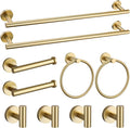 Brushed Gold Towel Bar Set 10 Pieces Bathroom Hardware Accessories Set Towel by SOAEZ