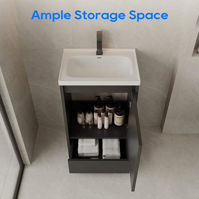 Bathroom Vanity with Sink 20 Inch, Modern Freestanding Bathroom Storage Cabinet - Image 4