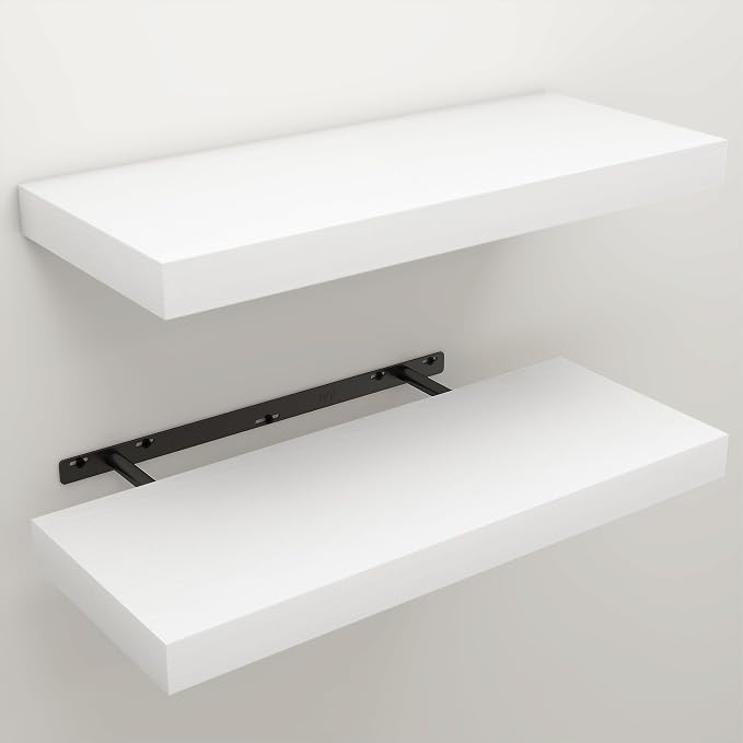 Floating Shelves for Wall, 9.3" Deep Wall Mounted Wood Shelves for Bathroom - Image 3
