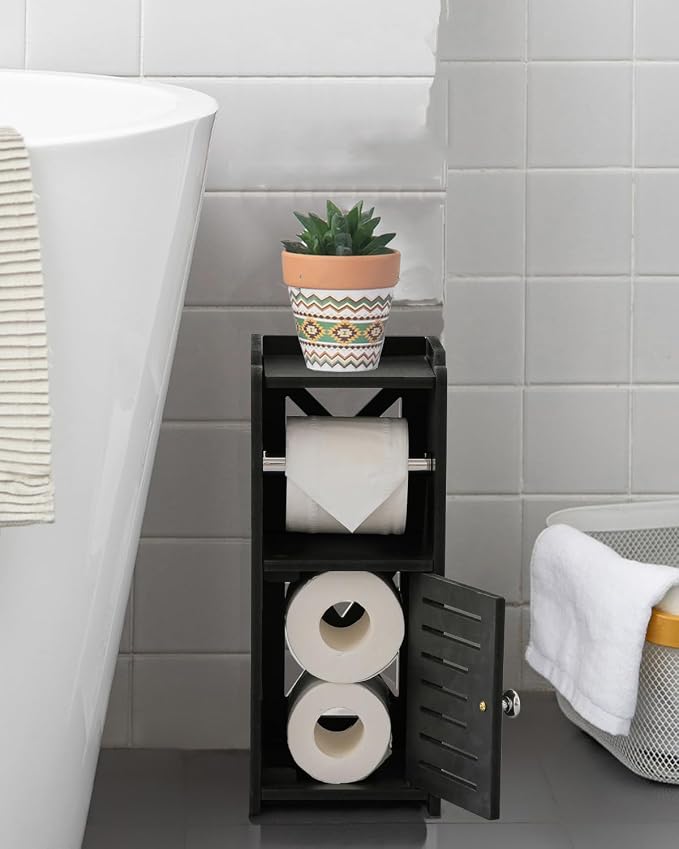 AOJEZOR Toilet Paper Holder Stand: PVC Freestanding Bathroom Cabinet Storage by AOJEZORBathroomCabinets