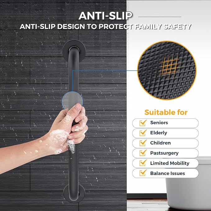 Grab Bars for Shower, 2 Pack 32-Inch Anti Slip Shower Handles for Elderly - Image 3