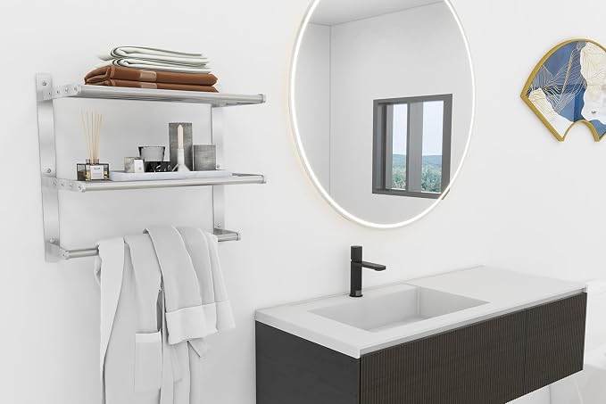 Towel Shelf for Bathroom Wall Mounted, 3-Tier Hotel Style Towel Rack - Image 4