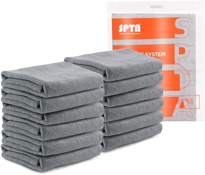 SPTA Microfiber Cleaning Cloth, Car Wash Towels, Terry Streak Free Reusable and by SPTA
