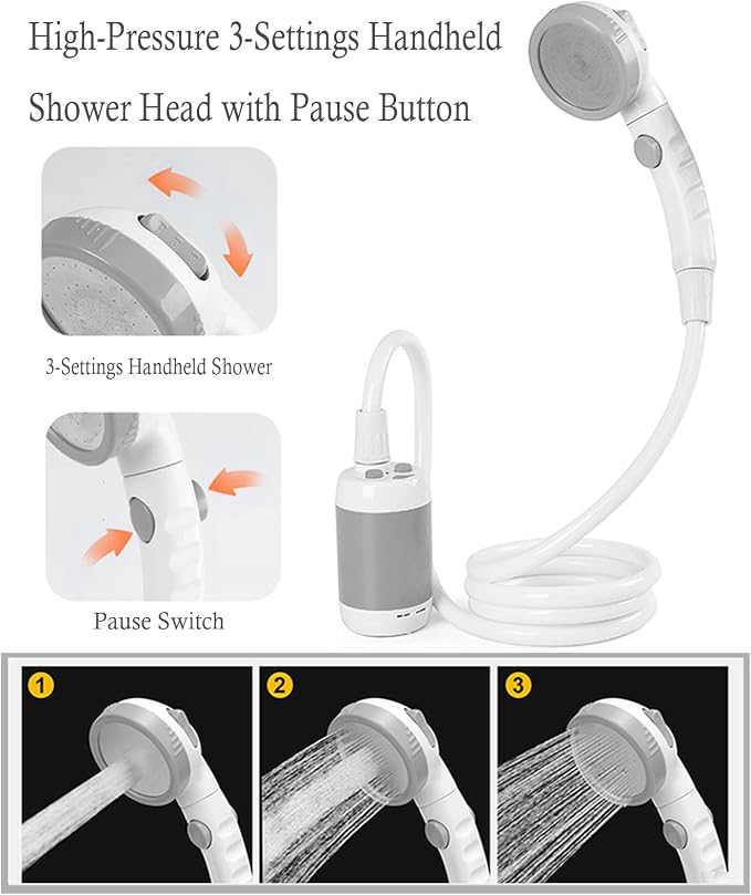 Iron Hammer Portable Shower Electric Shower Camping Shower Built-in 5000mAh - Image 2