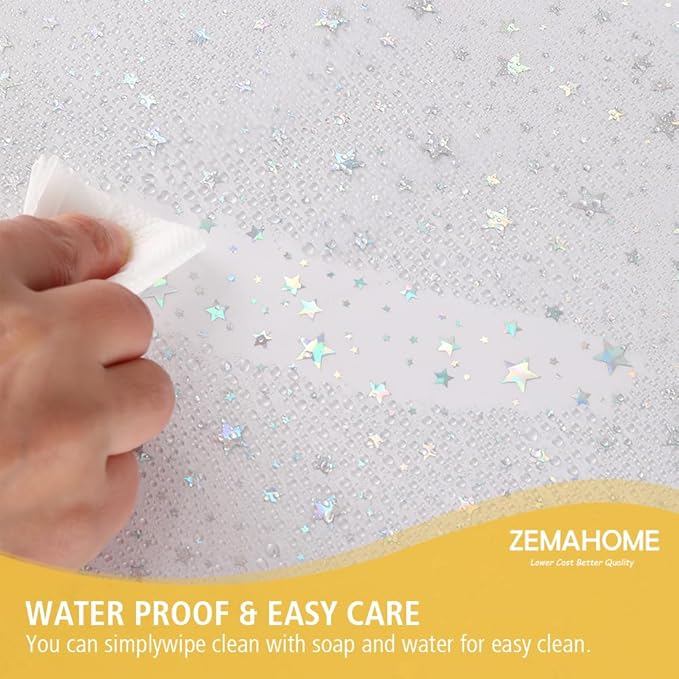 Holographic Thin 3D EVA Shower Curtain Liner Glitter Star, 72x72 Premium Light - Image 3