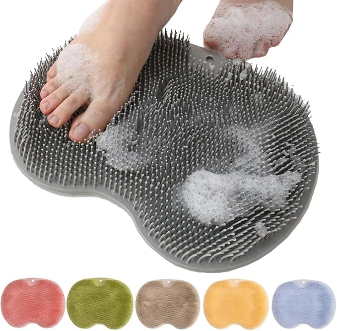 2026 New Silicone Shower Foot Scrubber Mat, Foot Back Cleaning Pad Back Washer by FWZWOZO