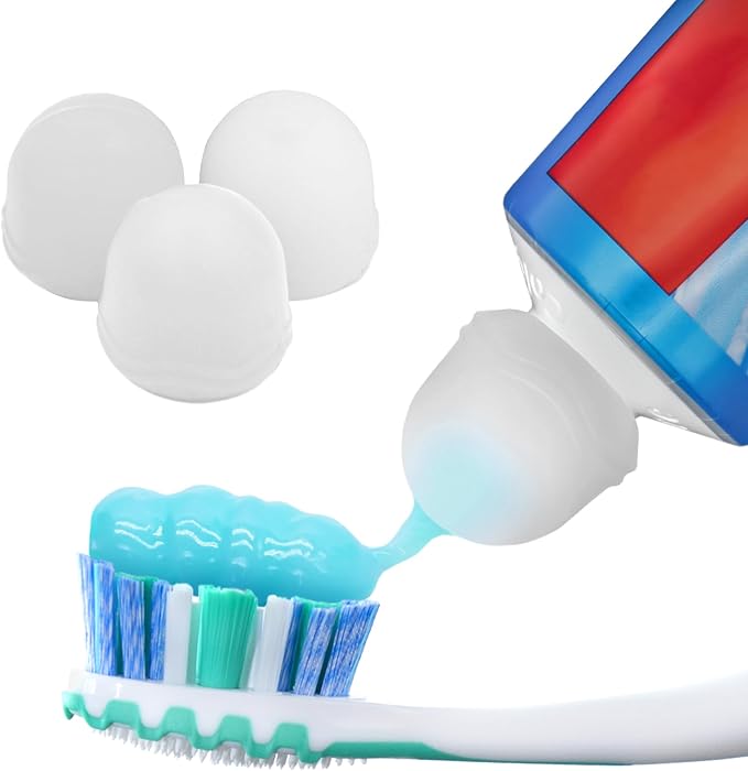 Chrome Cherry SqueezMe Self-Closing Toothpaste Caps, Silicone Lid by ChromeCherry