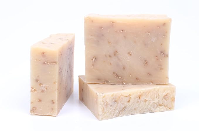 3 Pk Unscented Oatmeal Goat Milk Organic Soap Bars, Handmade in USA, Natural & by Leafen