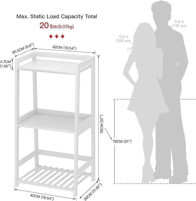 3 Tier Bamboo Bathroom Shelves, Ladder Shelf - Image 3
