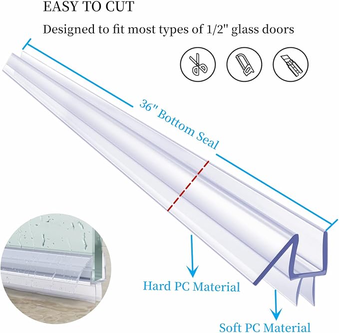 Shower Door Seal Strip Kits Set of 3 Polycarbonate Include 2 PCS 80" Side Seals - Image 7