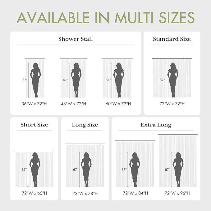 AmazerBath Shower Curtain Liner, 72x78 Grey Shower Curtain Liner, Cute Plastic - Image 6