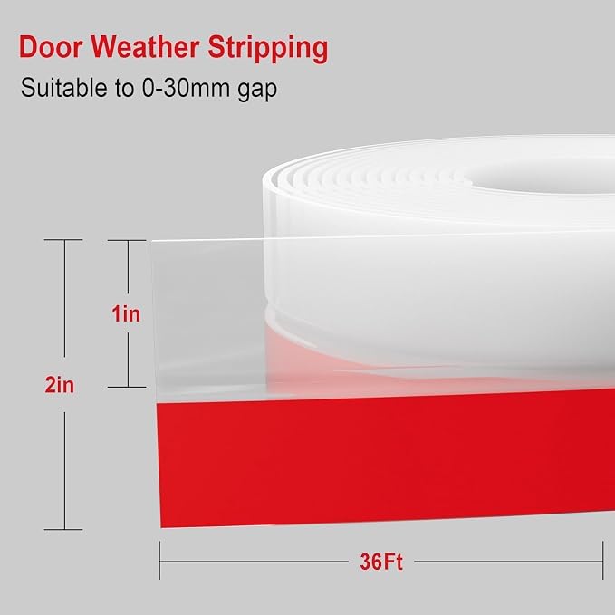 Shower Door Seal Strip, 36ft Silicone Door Frame Sealing Strip - Image 2